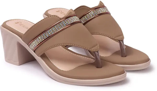 Beige_Synthetic_Leather_Heels_For_Women