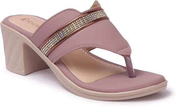 Pink_Synthetic_Leather_Heels_For_Women