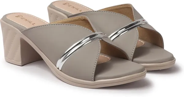 Grey_And_Beige_Synthetic_Leather_Heels_For_Women