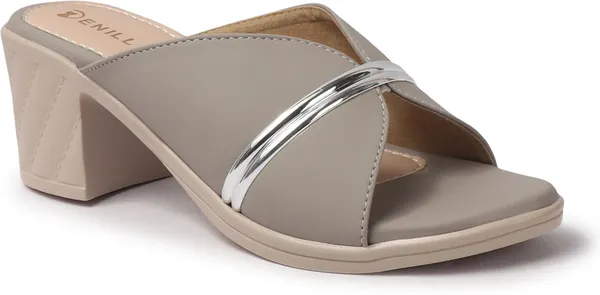 Grey_And_Beige_Synthetic_Leather_Heels_For_Women