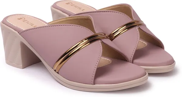 Pink_Synthetic_Leather_Heels_For_Women