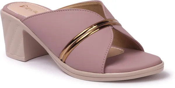Pink_Synthetic_Leather_Heels_For_Women