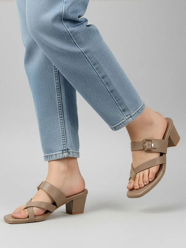 Beige_Synthetic_Leather_Heels_For_Women