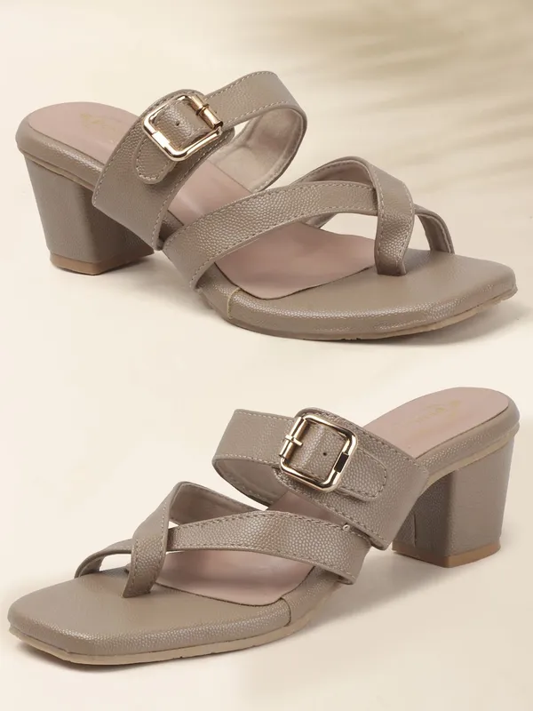 Beige_Synthetic_Leather_Heels_For_Women