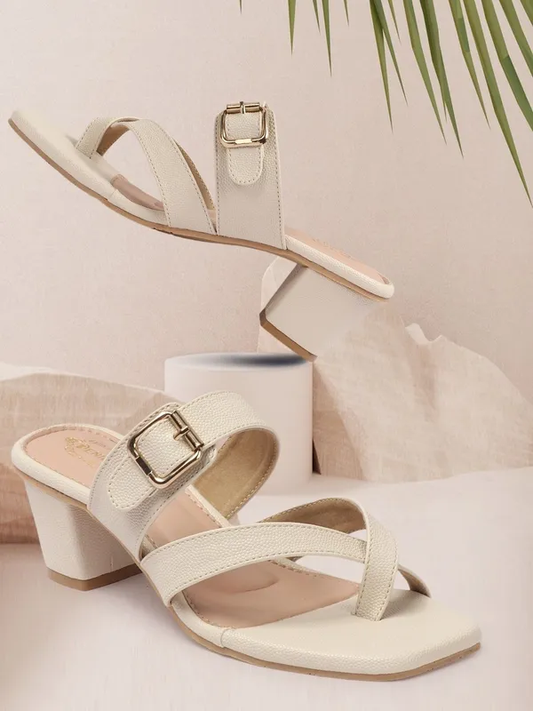 Beige_Synthetic_Leather_Heels_For_Women