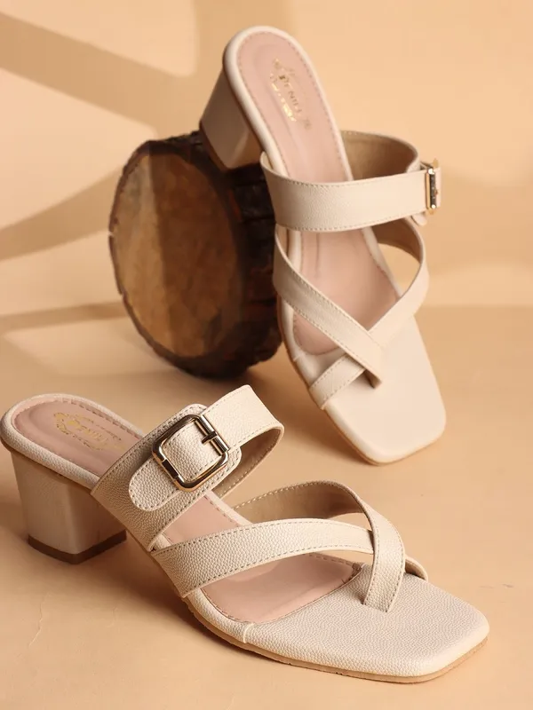 Beige_Synthetic_Leather_Heels_For_Women