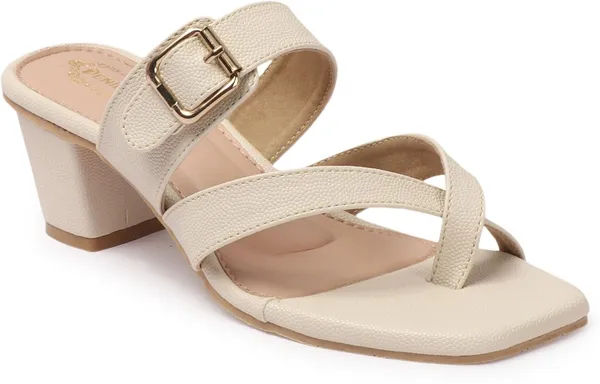 Beige_Synthetic_Leather_Heels_For_Women