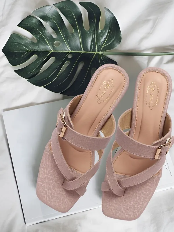 Pink_Synthetic_Leather_Heels_For_Women