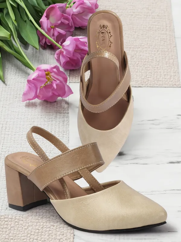Beige_Synthetic_Leather_Heels_For_Women
