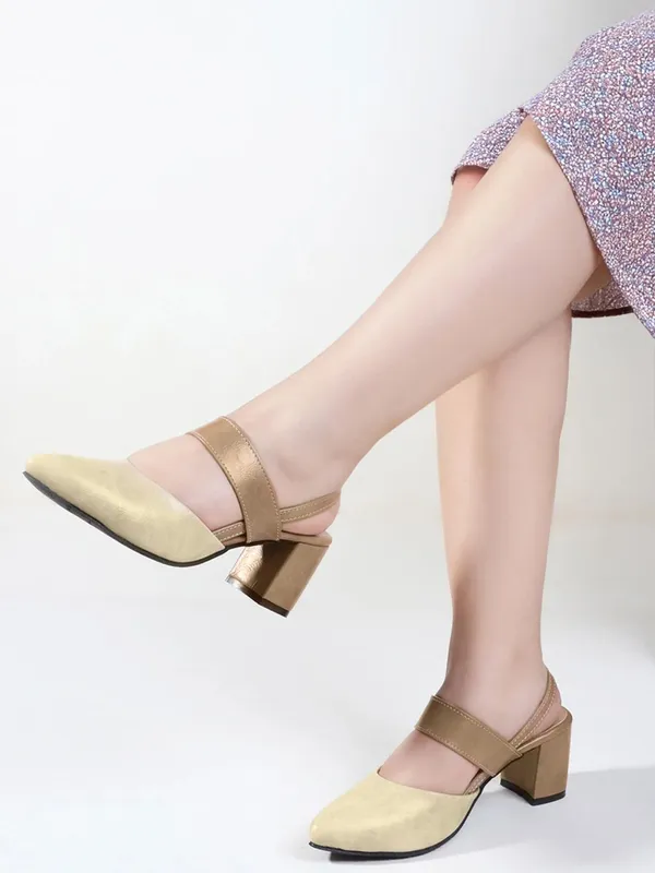 Beige_Synthetic_Leather_Heels_For_Women