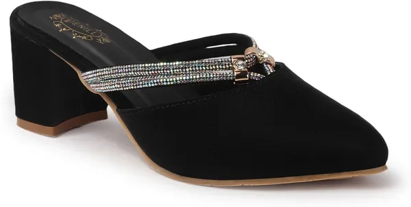 Black_Synthetic_Leather_Heels_For_Women