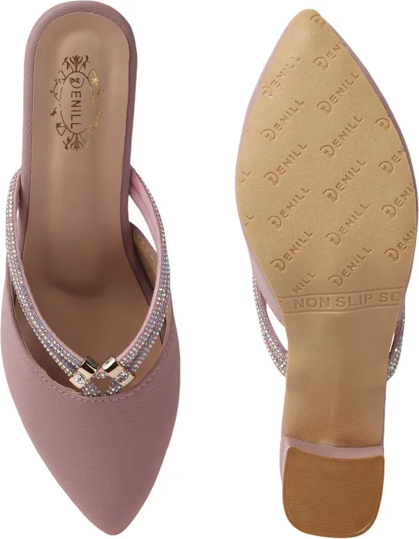 Pink_Synthetic_Leather_Heels_For_Women