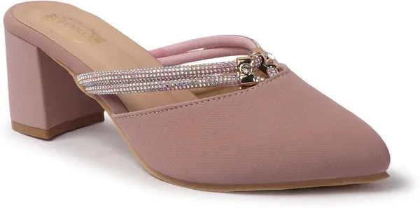 Pink_Synthetic_Leather_Heels_For_Women