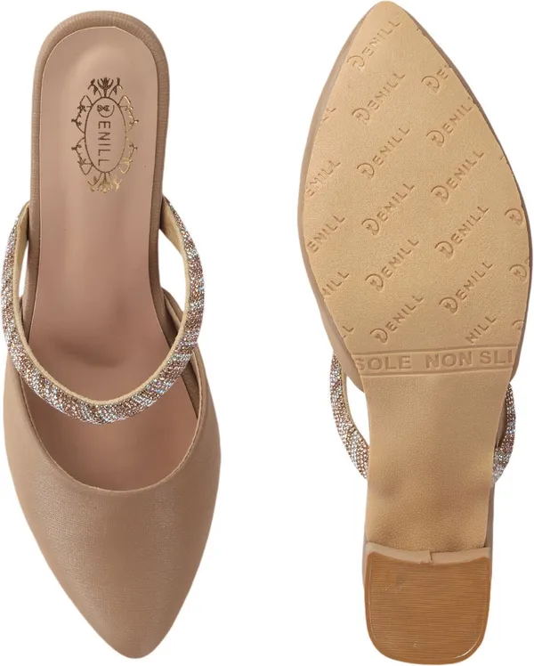 Beige_Synthetic_Leather_Heels_For_Women