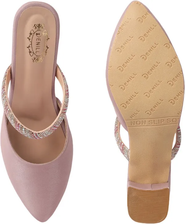 Peach_Synthetic_Leather_Heels_For_Women