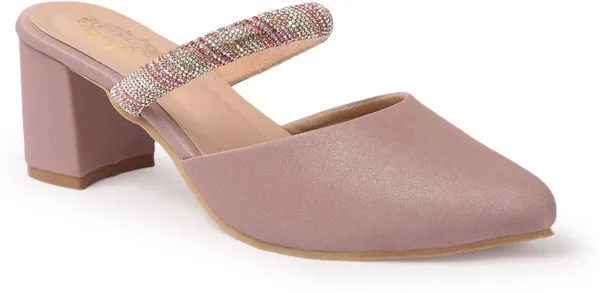 Peach_Synthetic_Leather_Heels_For_Women