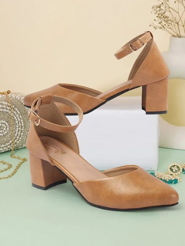 Beige_Synthetic_Leather_Heels_For_Women