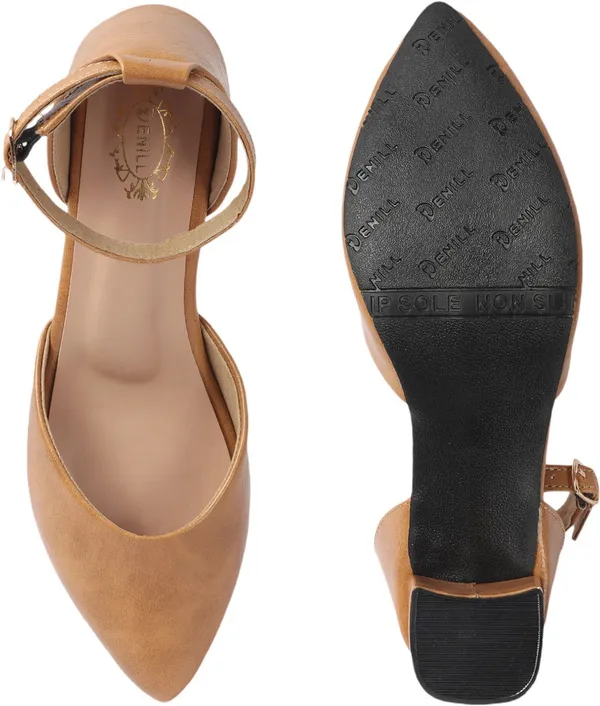 Beige_Synthetic_Leather_Heels_For_Women