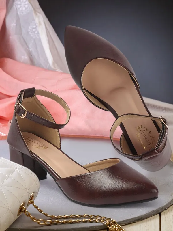 Brown_Synthetic_Leather_Heels_For_Women