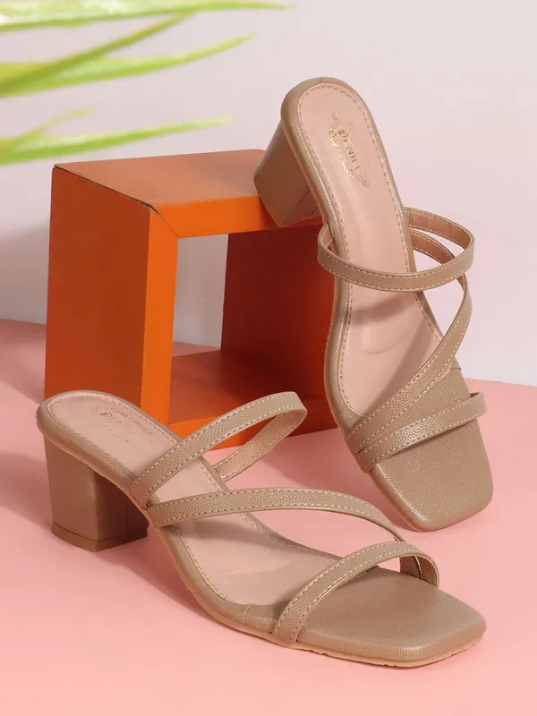 Beige_Synthetic_Leather_Heels_For_Women