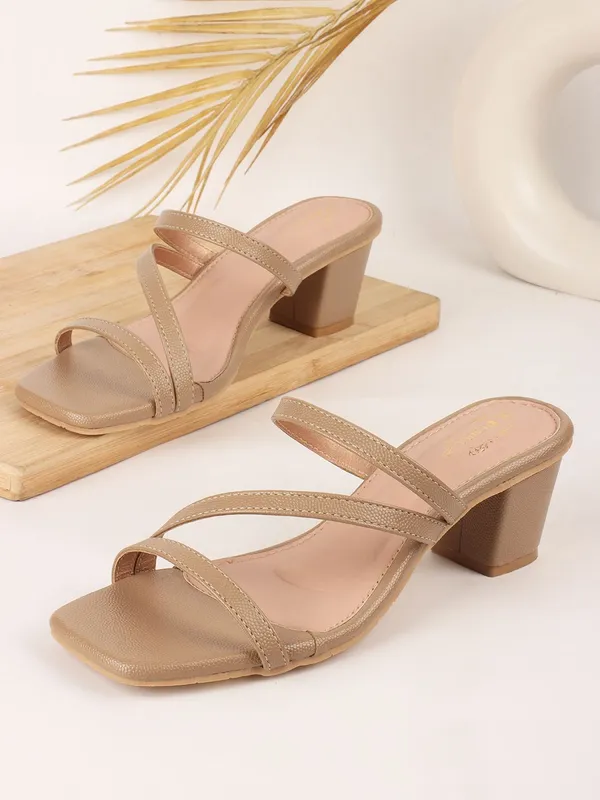 Beige_Synthetic_Leather_Heels_For_Women