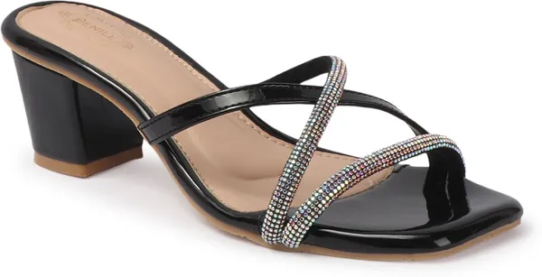 Black_Synthetic_Leather_Heels_For_Women