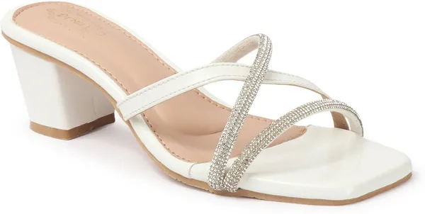 White_Synthetic_Leather_Heels_For_Women