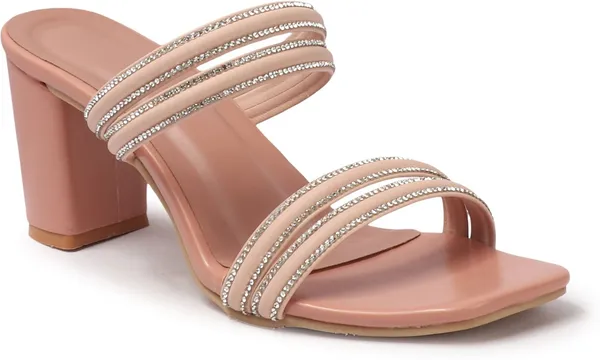 Pink_Synthetic_Leather_Heels_For_Women