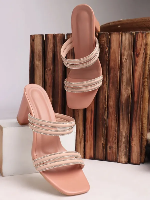 Pink_Synthetic_Leather_Heels_For_Women