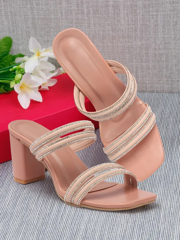 Pink_Synthetic_Leather_Heels_For_Women