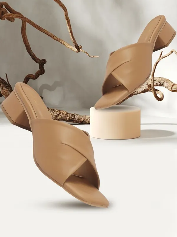 Beige_Synthetic_Leather_Heels_For_Women