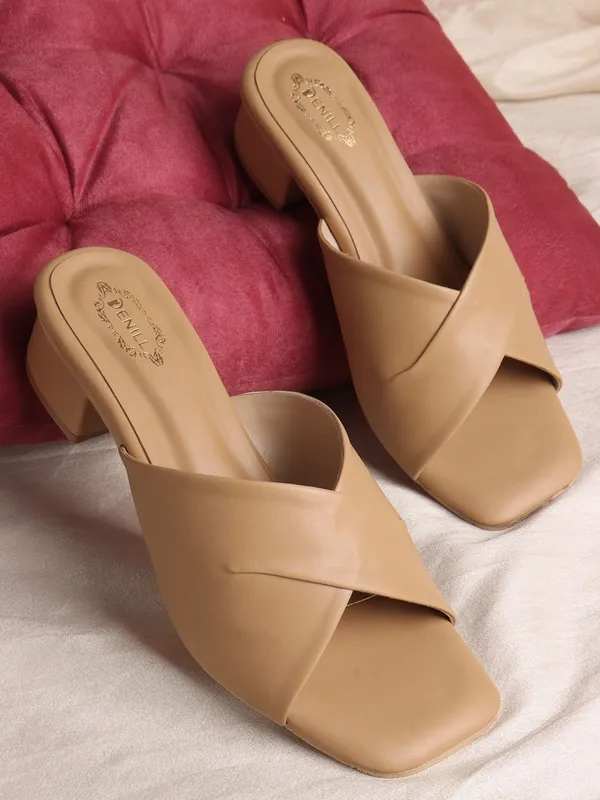 Beige_Synthetic_Leather_Heels_For_Women