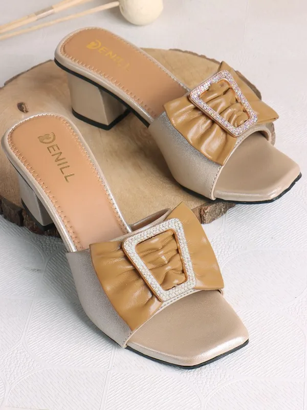 Gold_Synthetic_Leather_Heels_For_Women