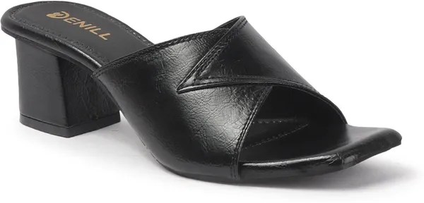Black_Synthetic_Leather_Heels_For_Women