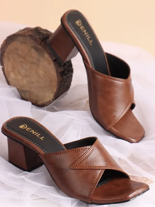 Brown_Synthetic_Leather_Heels_For_Women