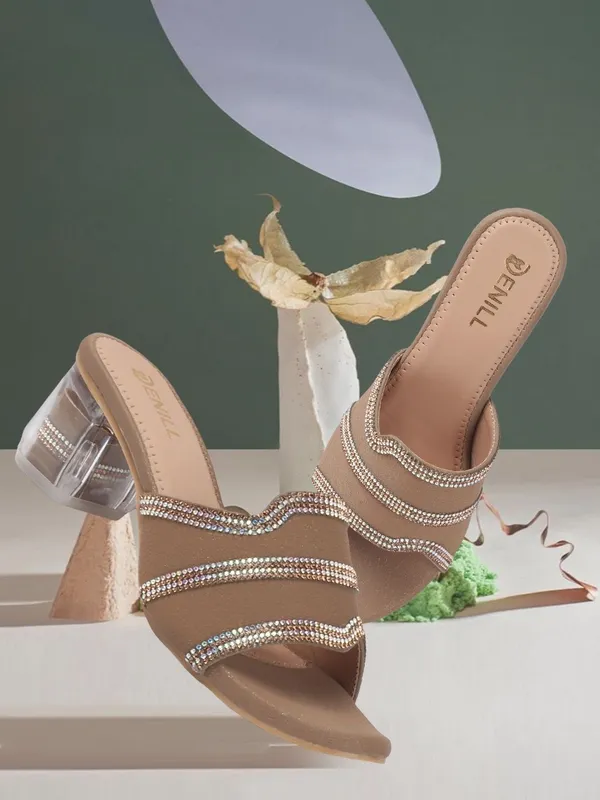Beige_Synthetic_Leather_Heels_For_Women