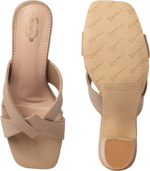 Beige_Synthetic_Leather_Heels_For_Women