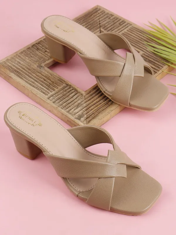 Beige_Synthetic_Leather_Heels_For_Women