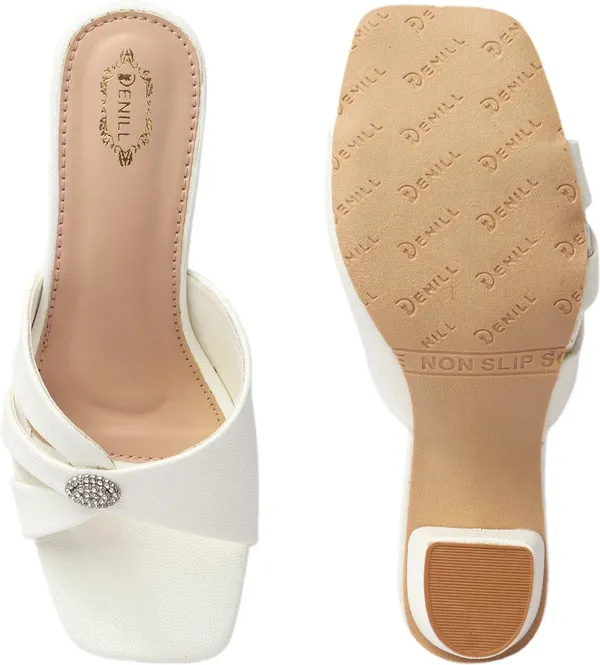 White_Synthetic_Leather_Heels_For_Women
