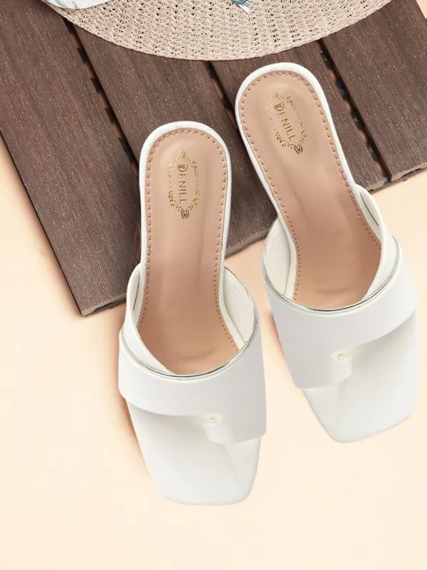 White_Synthetic_Leather_Heels_For_Women