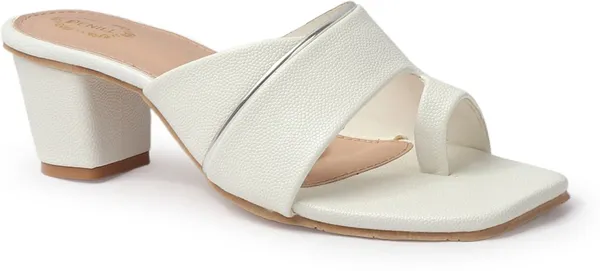 White_Synthetic_Leather_Heels_For_Women