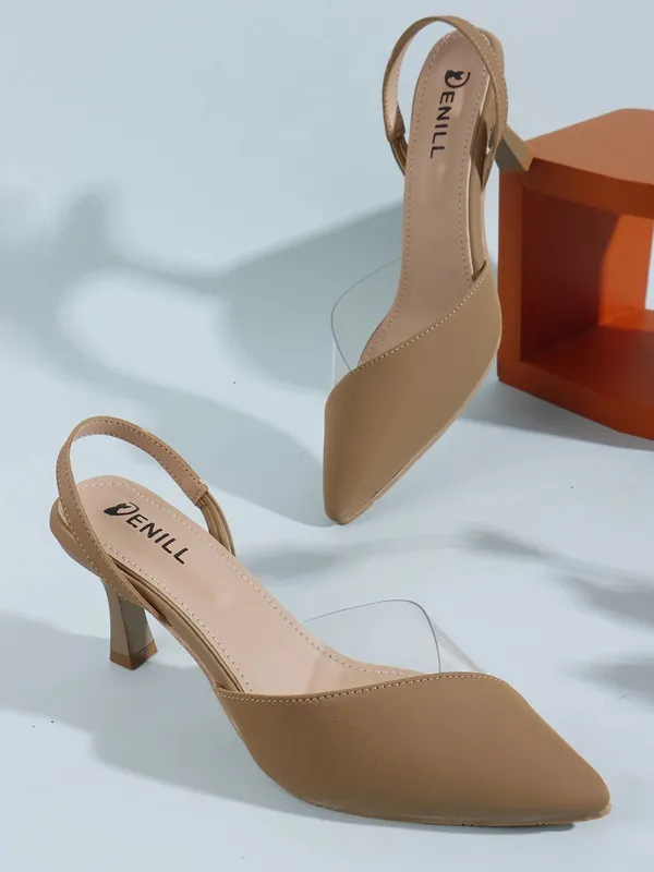 Beige_Synthetic_Leather_Heels_For_Women