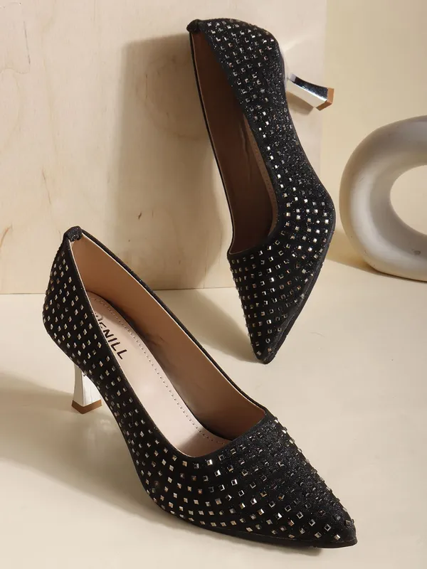 Black_Synthetic_Leather_Heels_For_Women