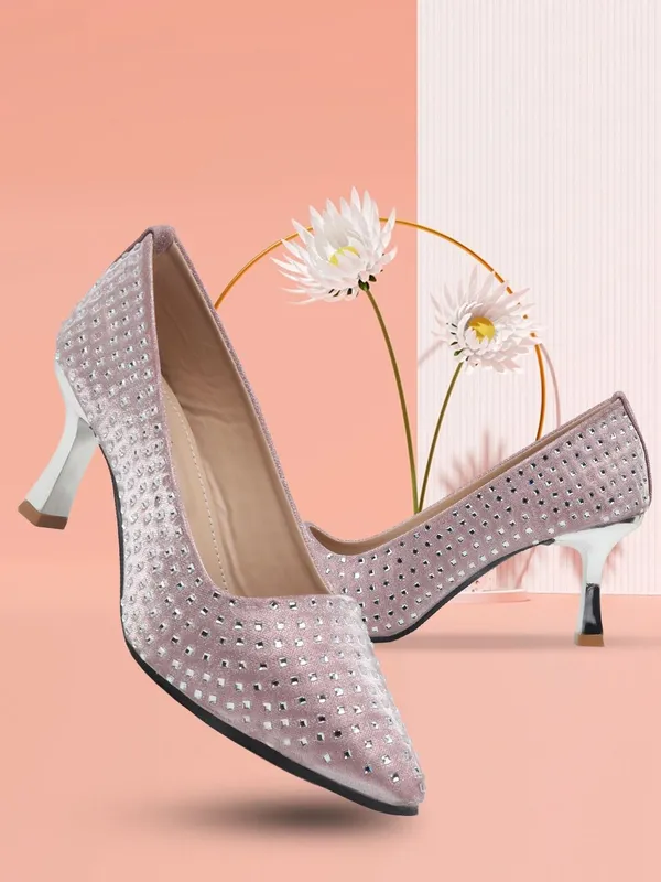 Pink_Synthetic_Leather_Heels_For_Women