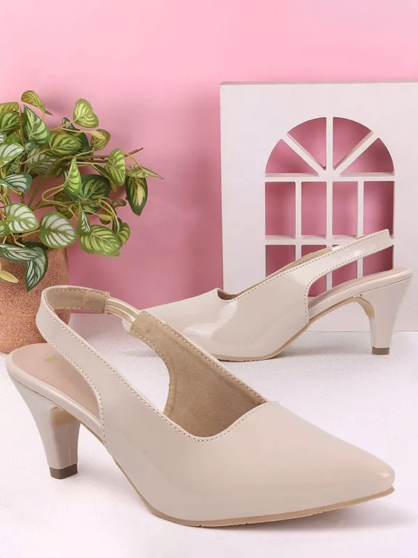 Beige_Synthetic_Leather_Heels_For_Women