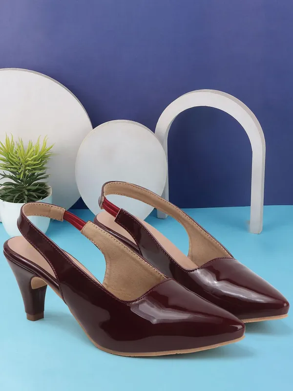 Maroon_Synthetic_Leather_Heels_For_Women