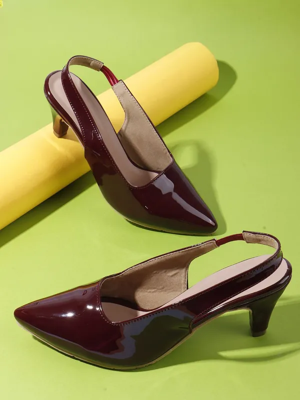 Maroon_Synthetic_Leather_Heels_For_Women