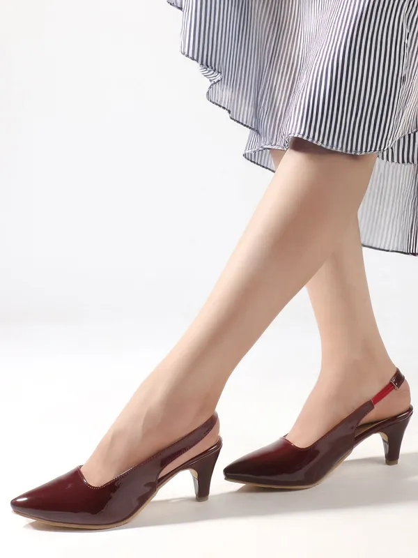 Maroon_Synthetic_Leather_Heels_For_Women