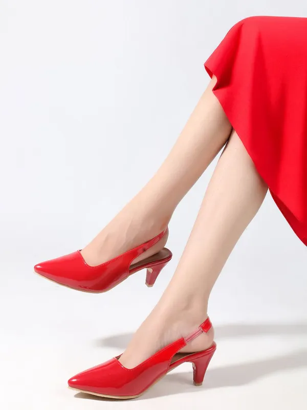 Red_Synthetic_Leather_Heels_For_Women