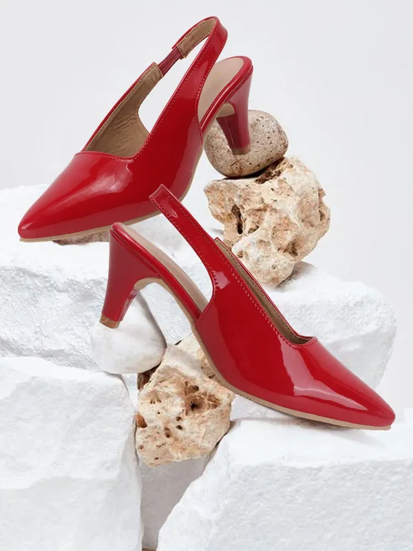 Red_Synthetic_Leather_Heels_For_Women